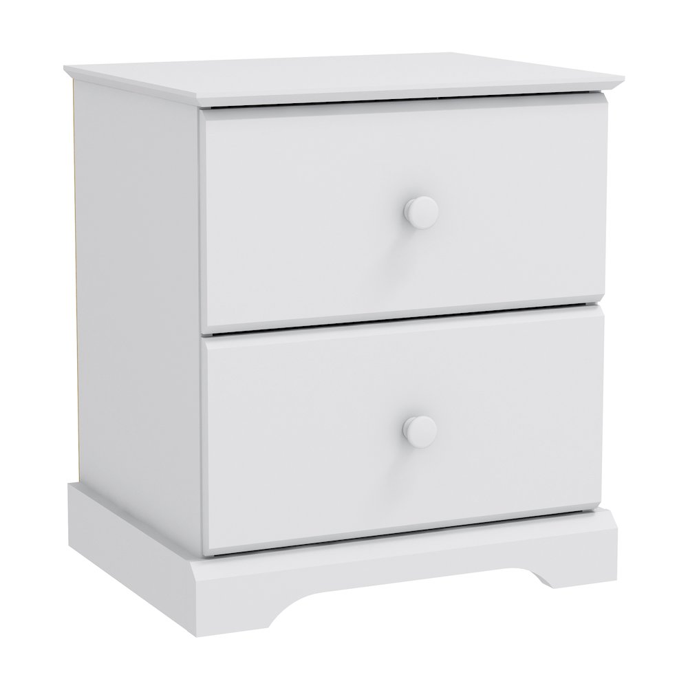 Living Essentials by Hillsdale Campbell Wood 2 Drawer Nightstand, White. Picture 1