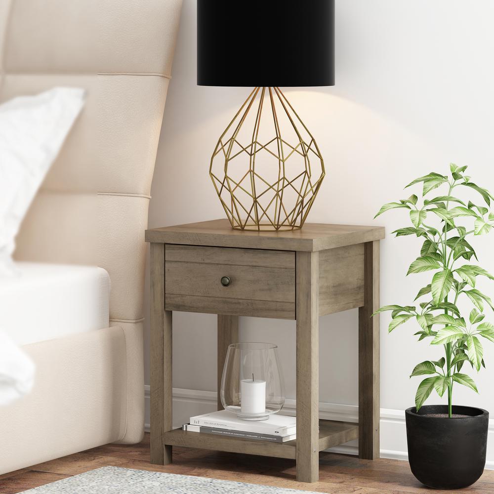 Living Essentials by Hillsdale Harmony Wood Accent Table, Knotty Gray Oak. Picture 2
