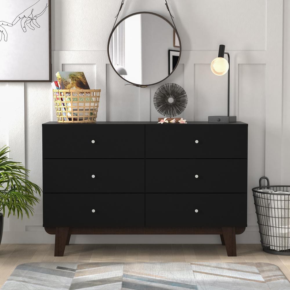 Living Essentials by Hillsdale Kincaid Wood 6 Drawer Dresser, Matte Black. Picture 3