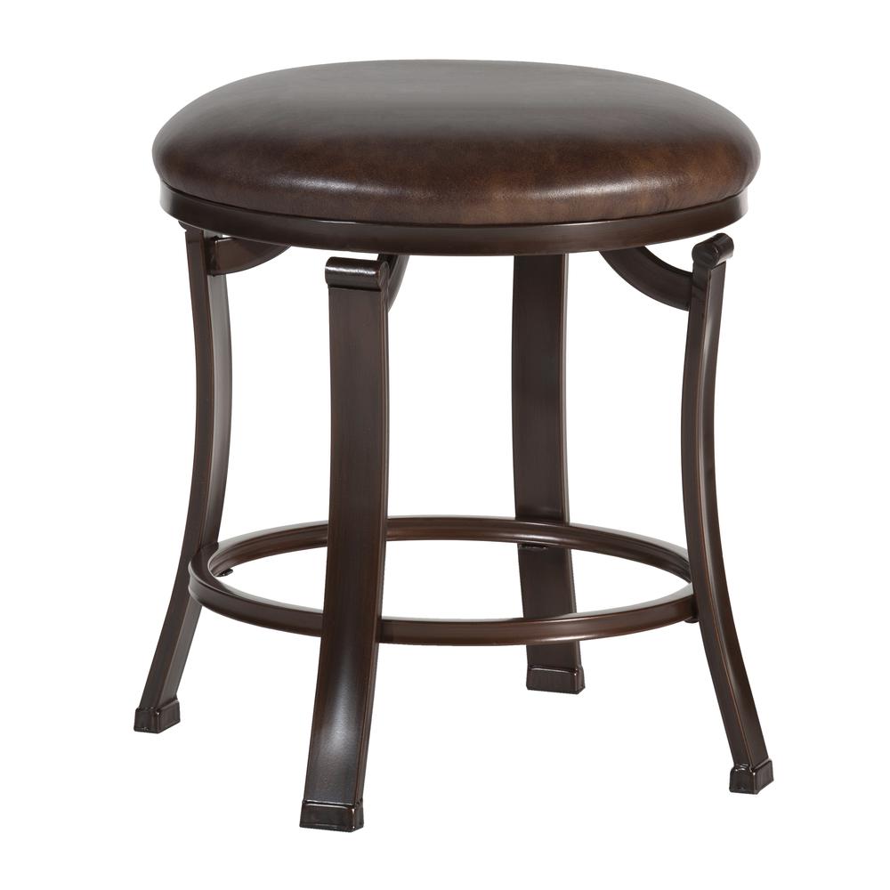 Hastings Backless Metal Vanity Stool, Antique Bronze. Picture 1