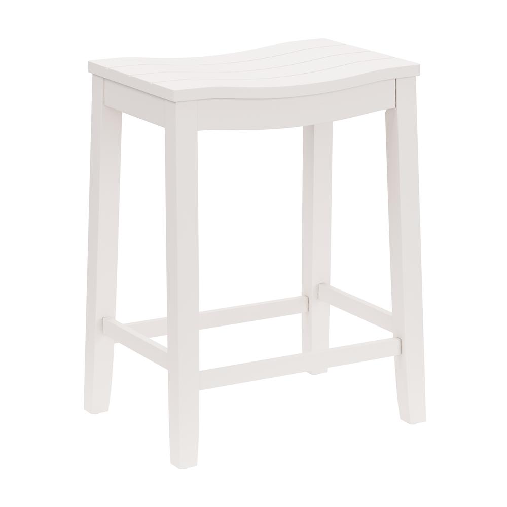 Fiddler Wood Backless Counter Height Stool, White. Picture 1