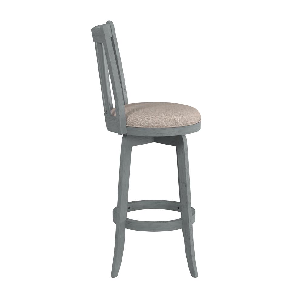 Savana Wood Bar Height Swivel Stool, Blue Wire Brush. Picture 3