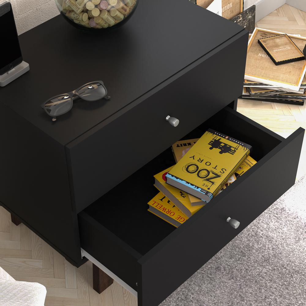 Living Essentials by Hillsdale Kincaid Wood 2 Drawer Nightstand, Matte Black. Picture 4