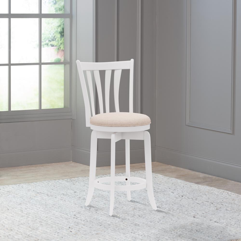 Savana Wood Counter Height Swivel Stool, White. Picture 3