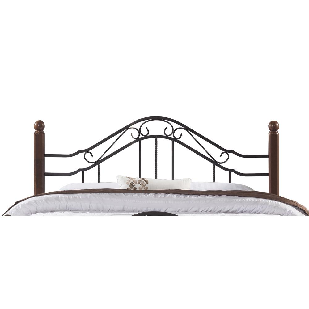 Madison Full/Queen Metal Headboard with Frame and Cherry Wood Posts. Picture 1