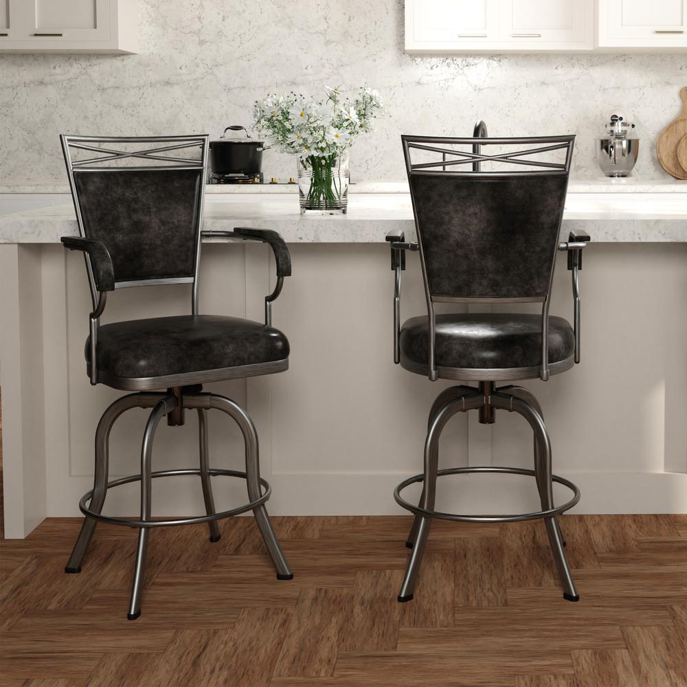 Bridgetown Metal Counter Height Swivel Stool, Pewter. Picture 4