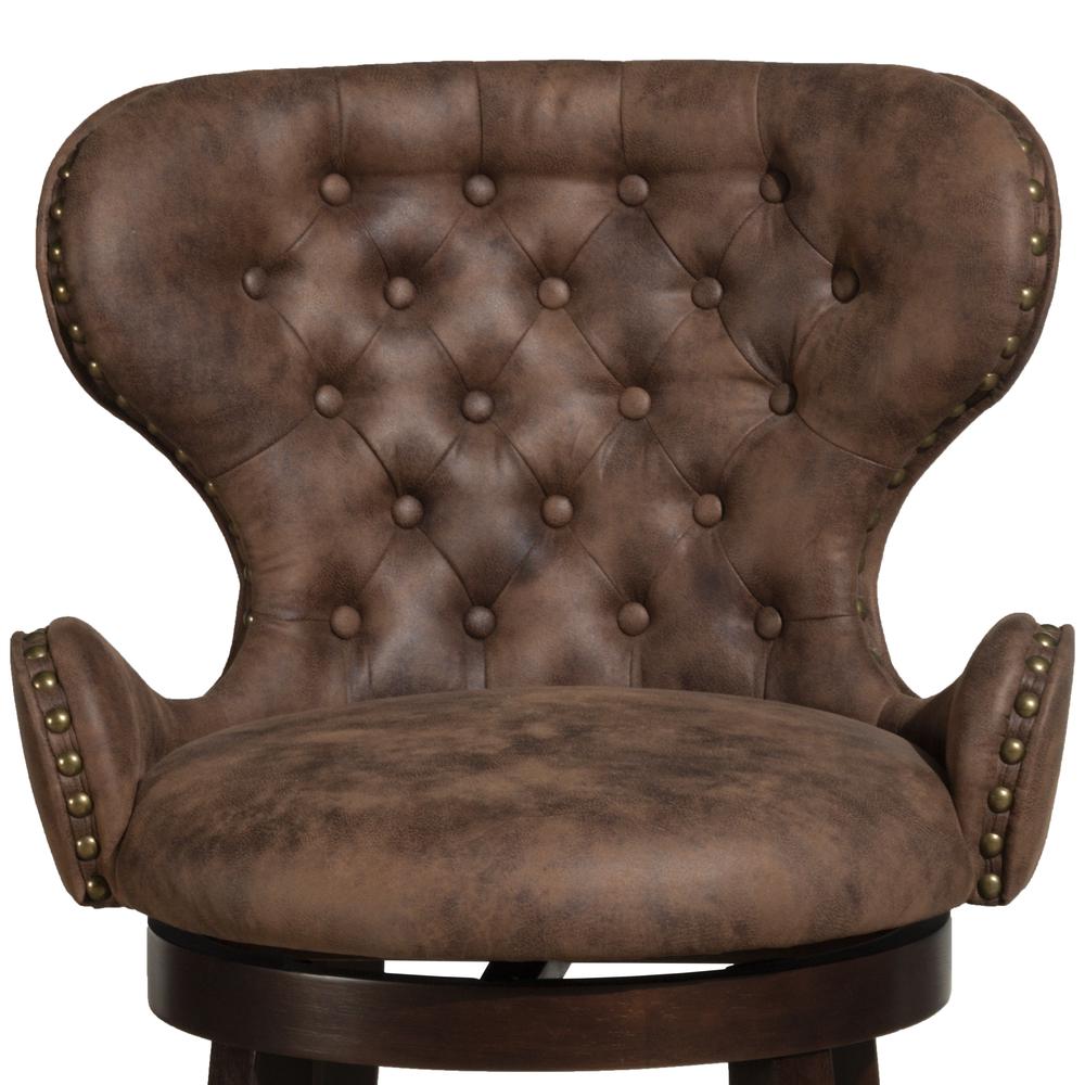 Mid-City Upholstered Wood Swivel Counter Height Stool, Chocolate. Picture 4