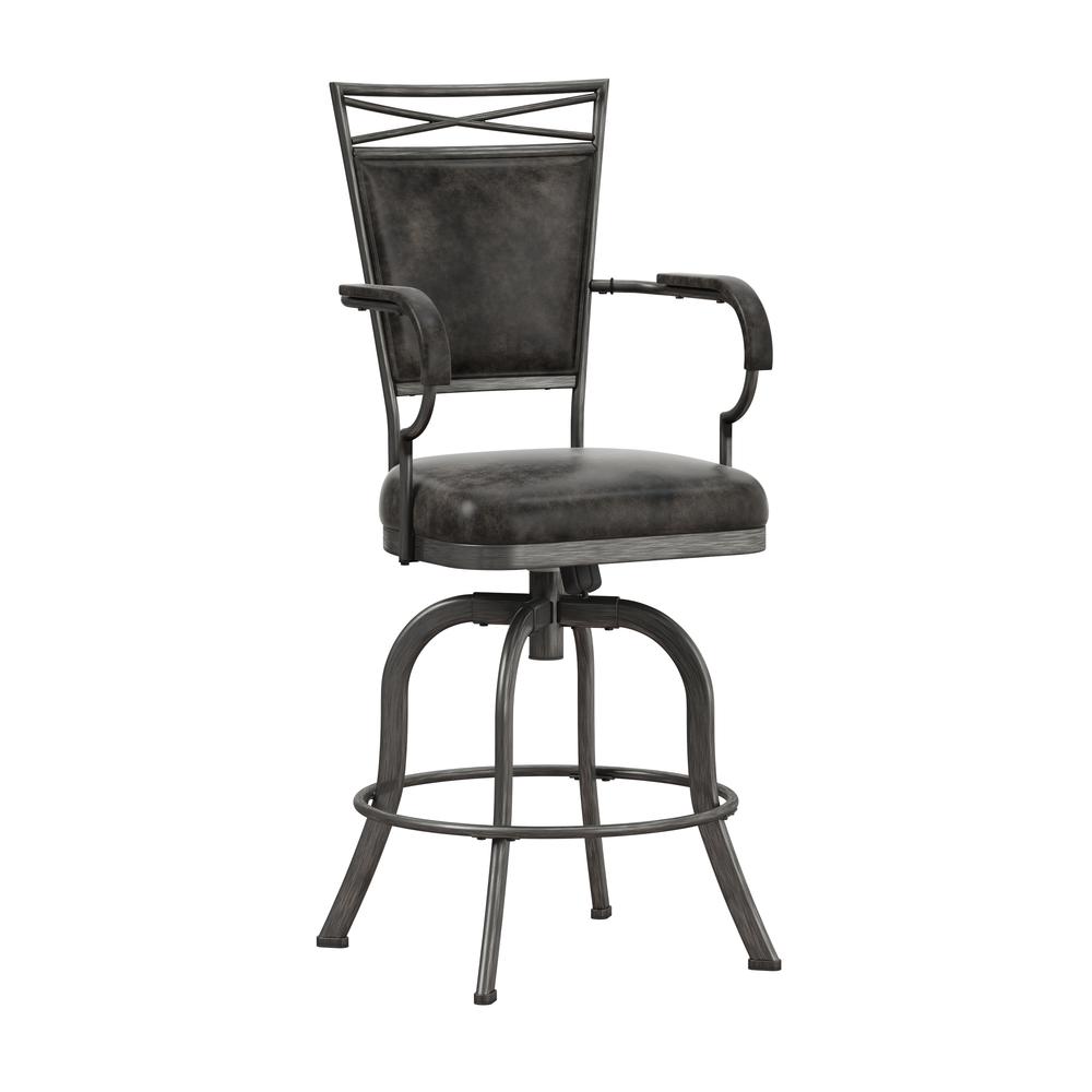 Bridgetown Metal Counter Height Swivel Stool, Pewter. Picture 1