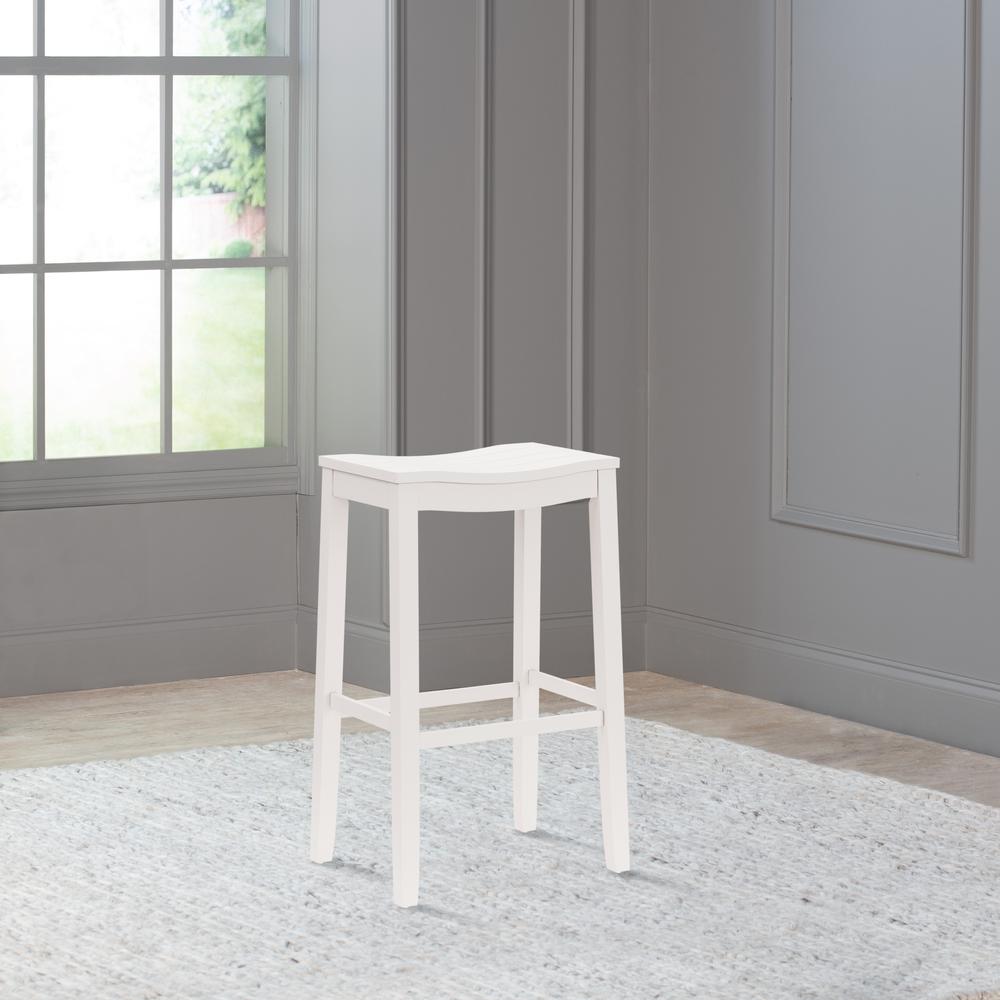 Fiddler Wood Backless Bar Height Stool, White. Picture 3