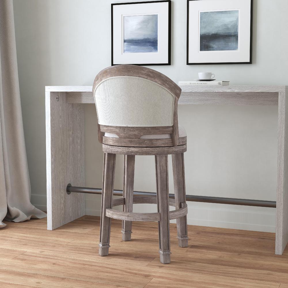 Wood Bar Height Swivel Stool, Distressed Dark Gray. Picture 3