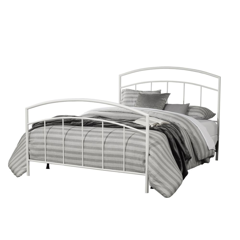 Julien Queen Metal Bed, Textured White. Picture 1