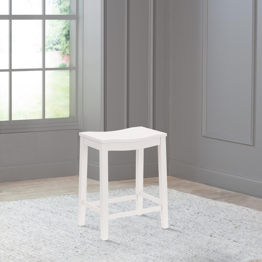 Fiddler Wood Backless Counter Height Stool, White. Picture 3