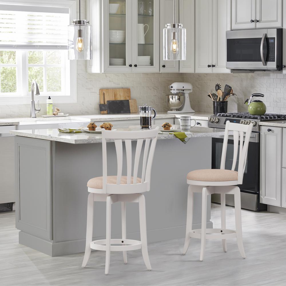 Savana Wood Counter Height Swivel Stool, White. Picture 2