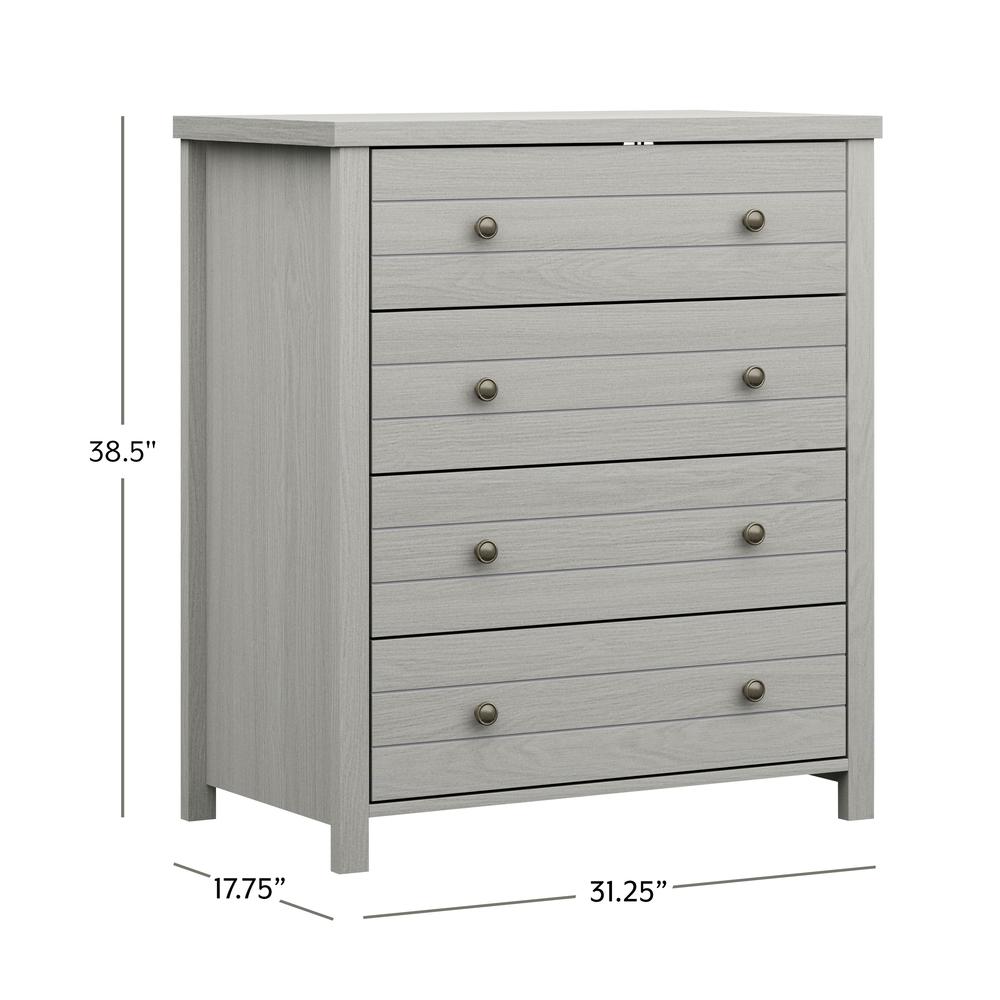 Living Essentials by Hillsdale Harmony Wood 4 Drawer Chest, Gray. Picture 7