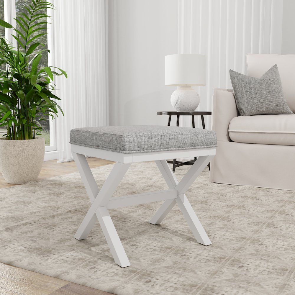 Somerset Wood Vanity Bench, White. Picture 3