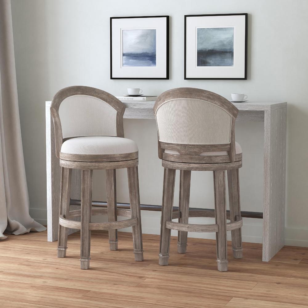 Wood Bar Height Swivel Stool, Distressed Dark Gray. Picture 4