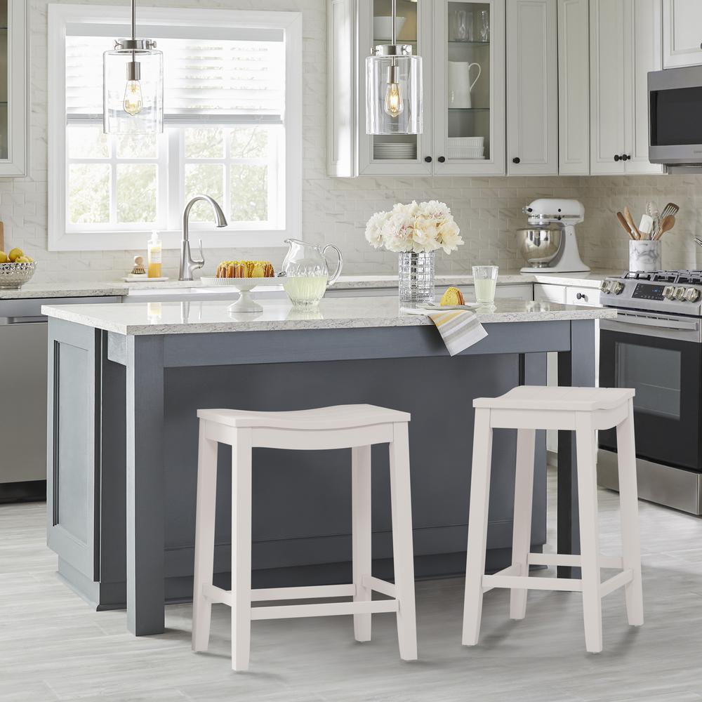 Fiddler Wood Backless Counter Height Stool, White. Picture 2