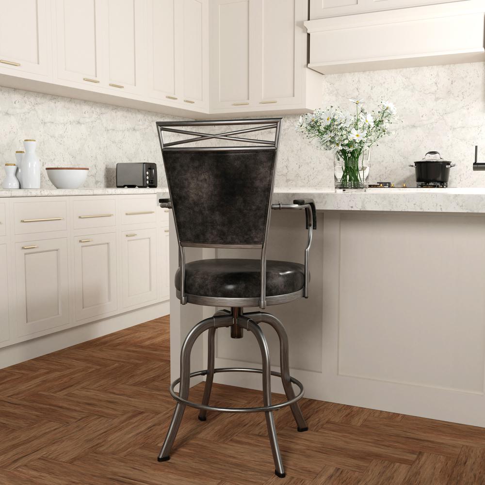 Bridgetown Metal Counter Height Swivel Stool, Pewter. Picture 3