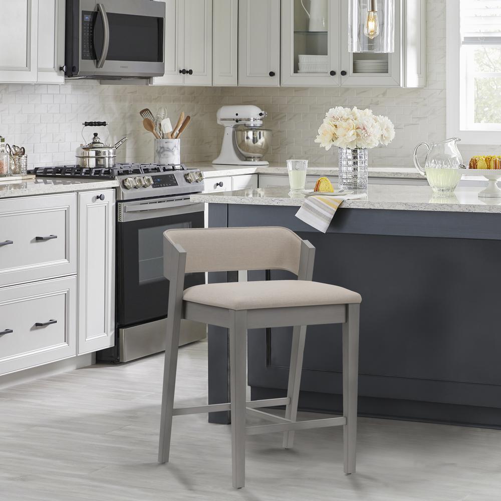 Dresden Wood Counter Height Stool, Distressed Gray. Picture 9