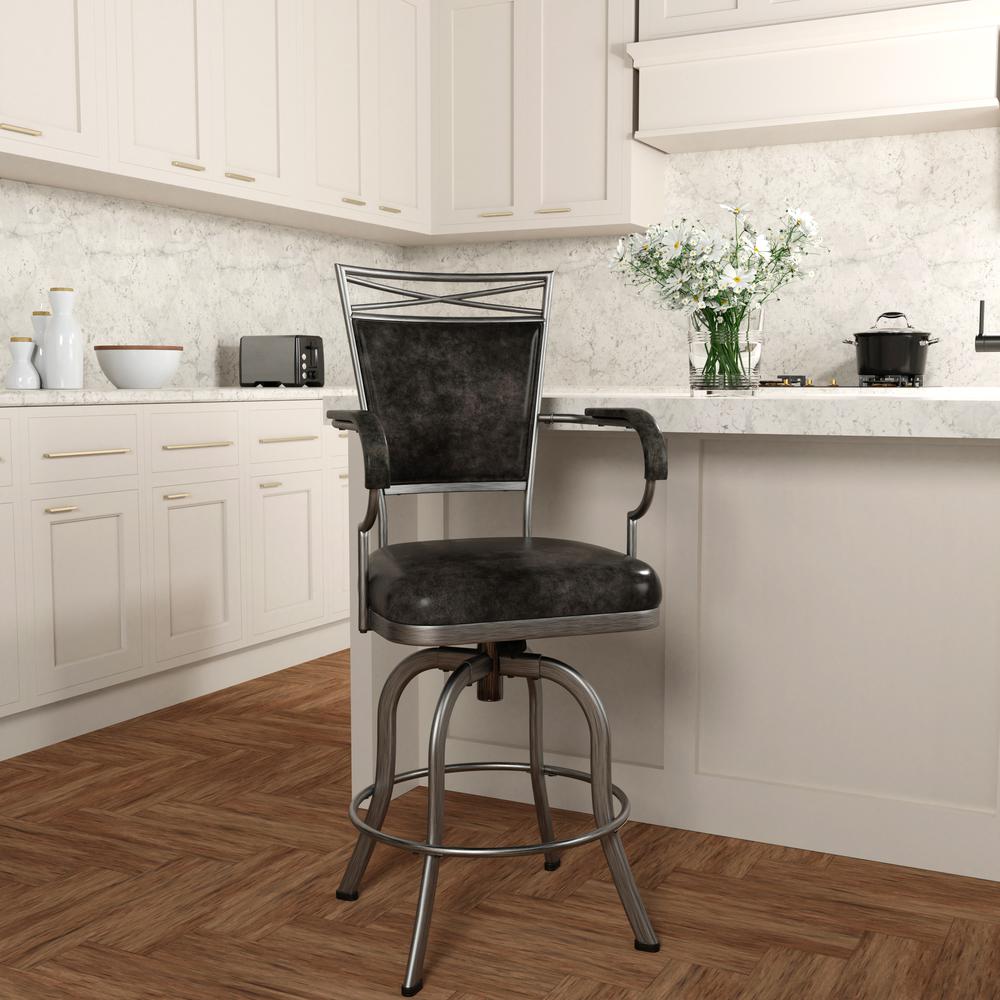 Bridgetown Metal Counter Height Swivel Stool, Pewter. Picture 2