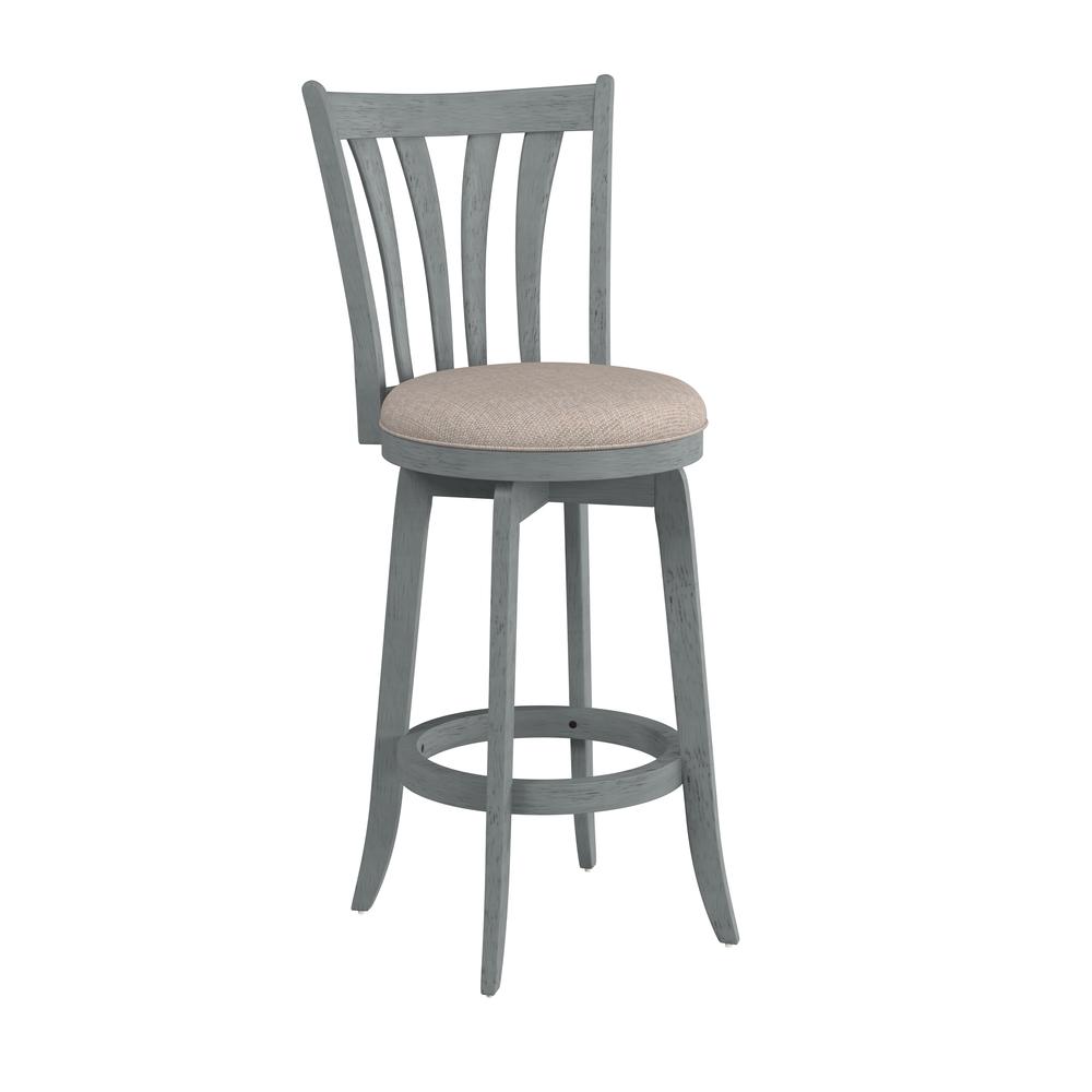 Savana Wood Bar Height Swivel Stool, Blue Wire Brush. Picture 1