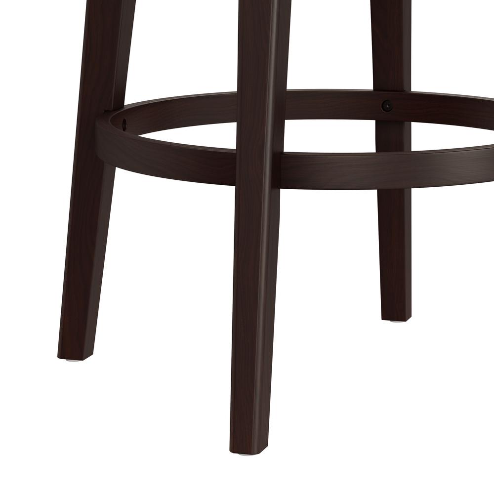 Halbrooke Wood Bar Height Swivel Stool, Cream Fabric. Picture 8