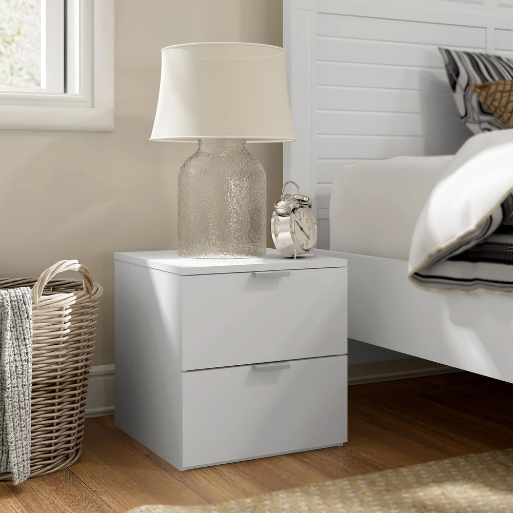 Hillsdale Living Essentials Delmar Wood 2 Drawer Nightstand, Matte White. Picture 2