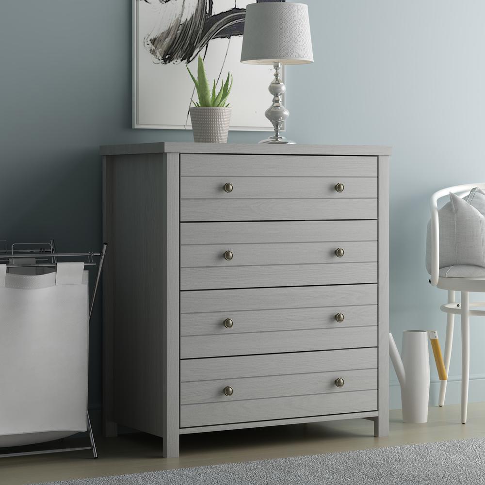 Living Essentials by Hillsdale Harmony Wood 4 Drawer Chest, Gray. Picture 10