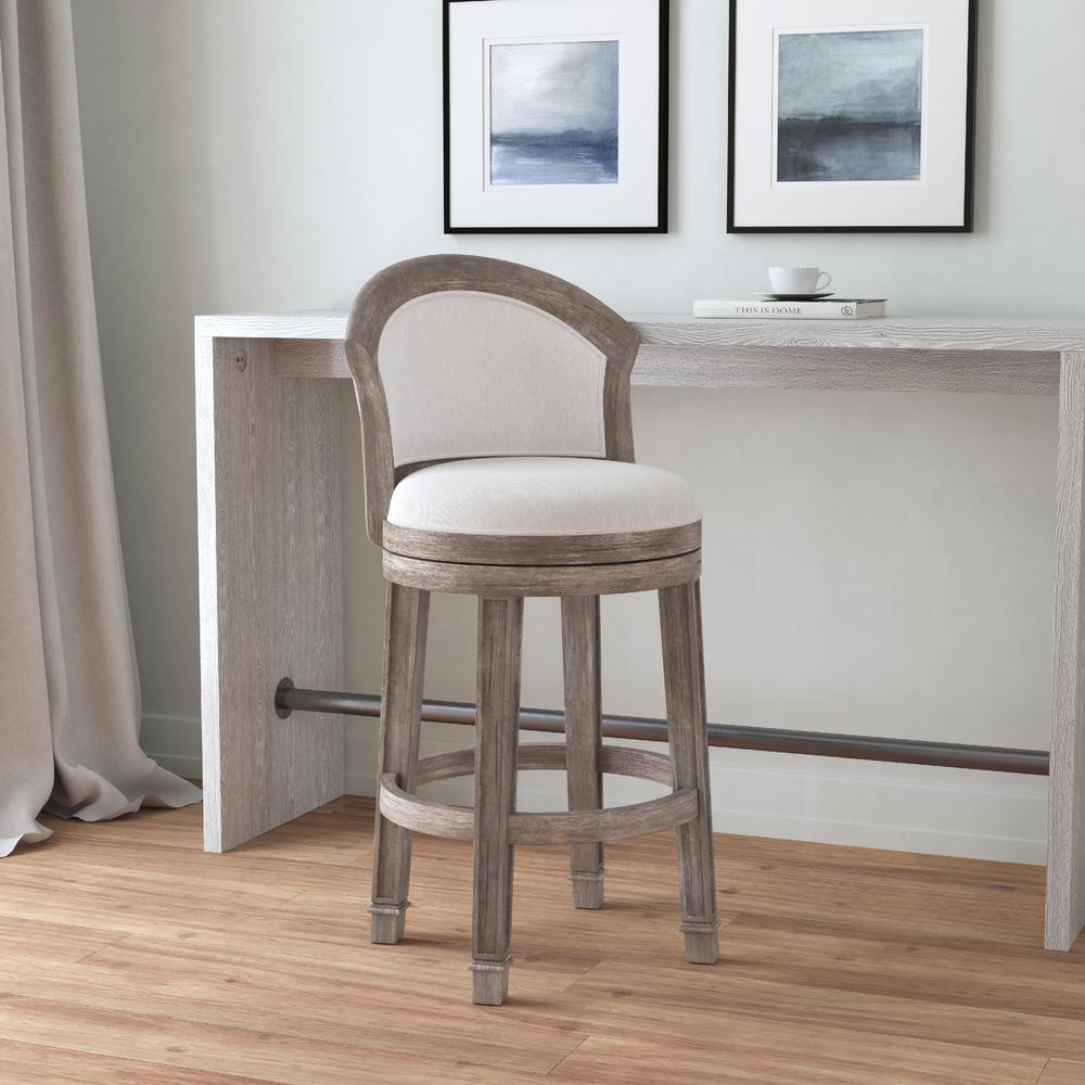 Wood Bar Height Swivel Stool, Distressed Dark Gray. Picture 2