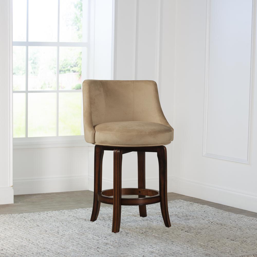 Napa Valley Wood Counter Height Swivel Stool, Dark Brown Cherry. Picture 2