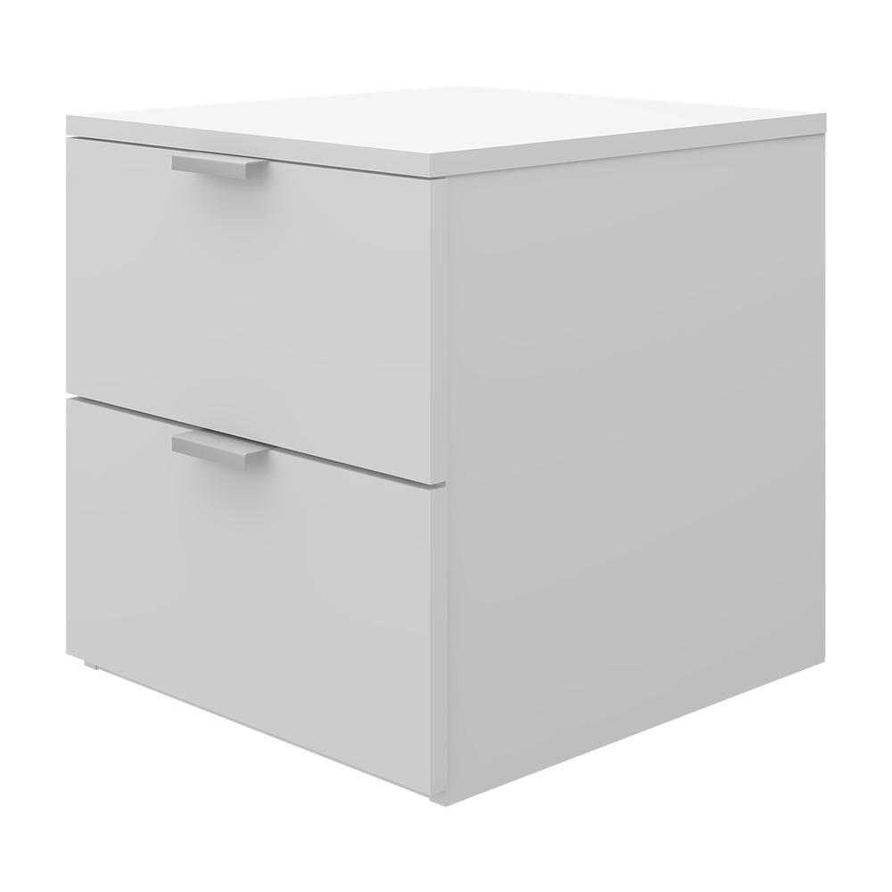 Hillsdale Living Essentials Delmar Wood 2 Drawer Nightstand, Matte White. Picture 1