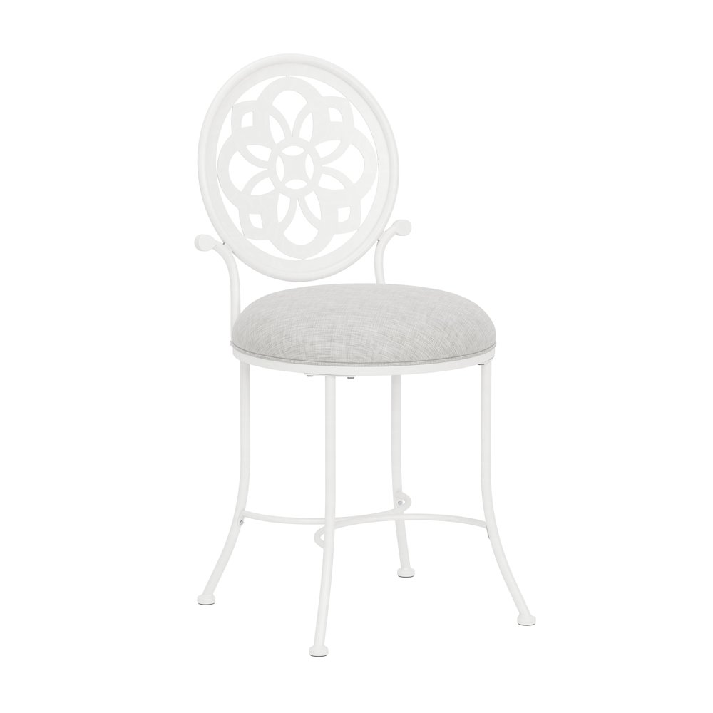 Marsala Metal Vanity Stool, Off White. Picture 1