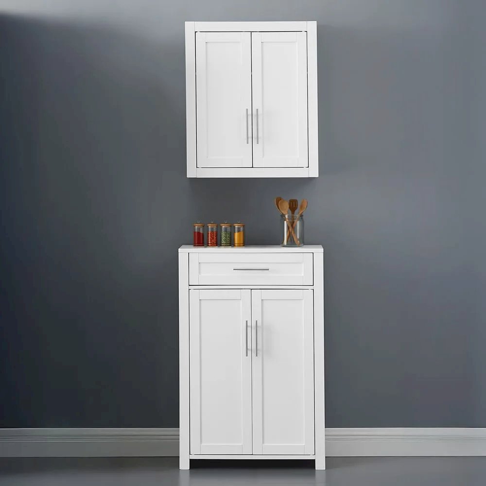 Savannah 2-Piece Storage Cabinet Set - Storage Cabinet & Wall Cabinet. Picture 2