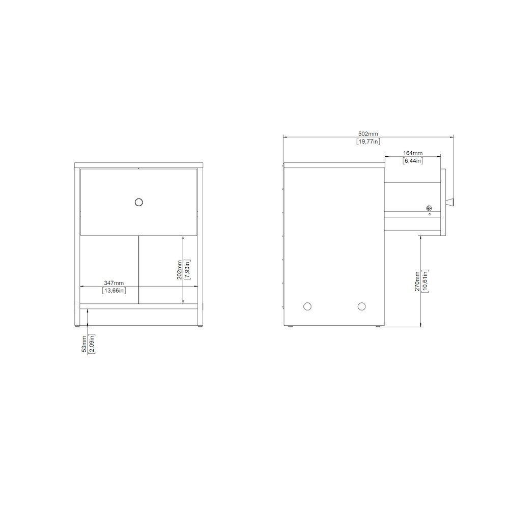 Portland 1 Drawer Nightstand - Set of 2, White. Picture 10