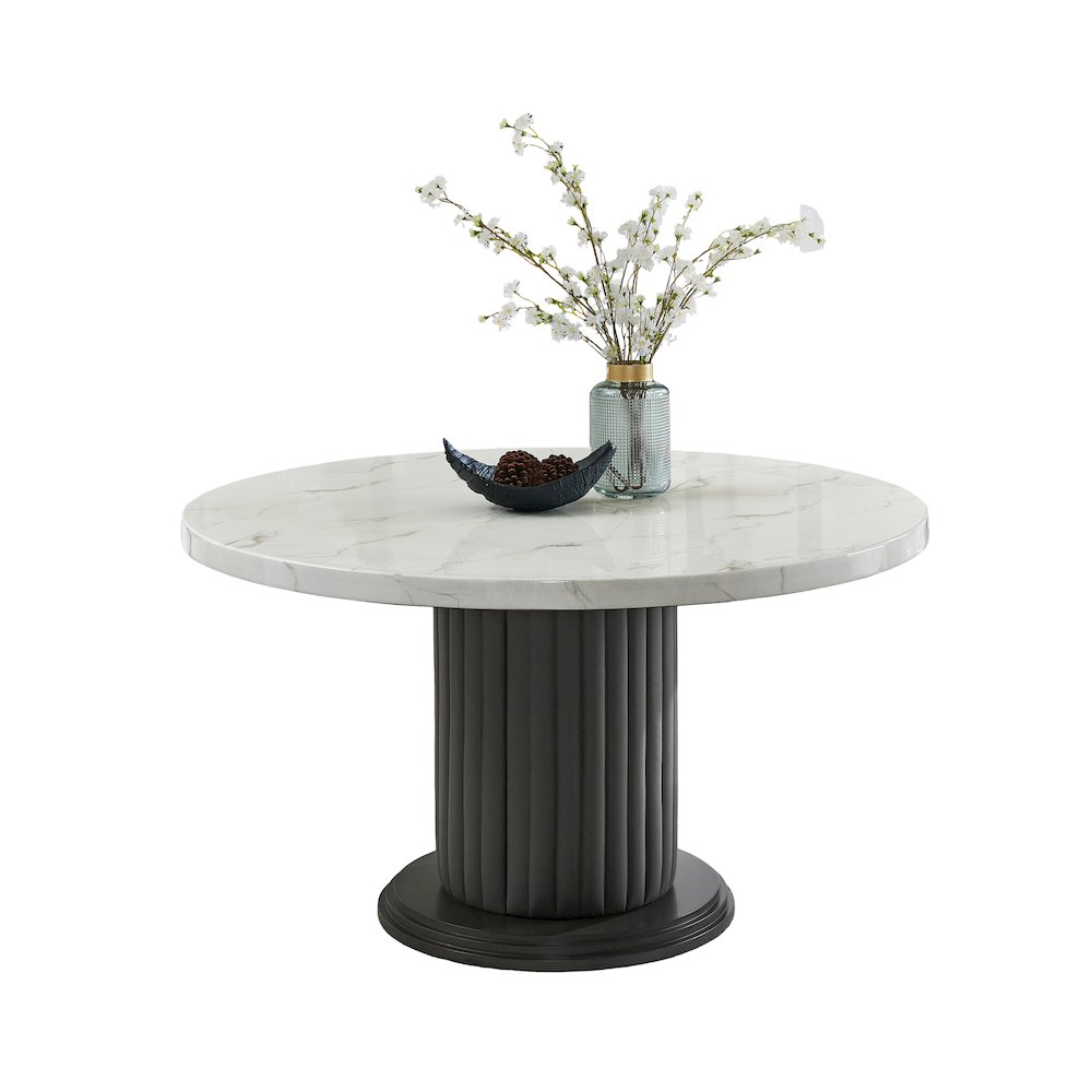 Valencia 54" Round White Faux Marble Dining Table. Picture 1
