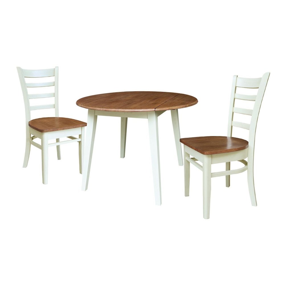 42" Round Dual Drop Leaf Dining Table with 2 Chairs. Picture 1