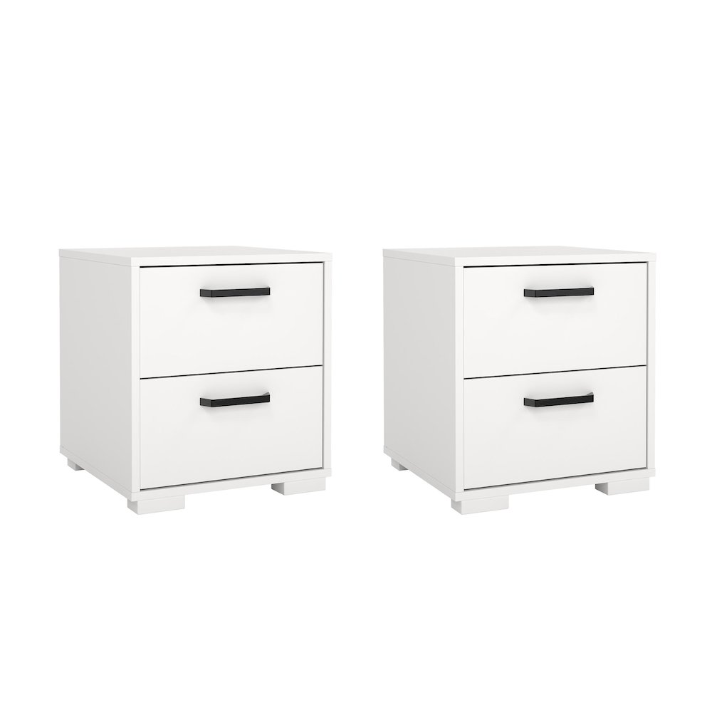 Sofia 2 Drawer Nightstand - Set of 2, White. Picture 1