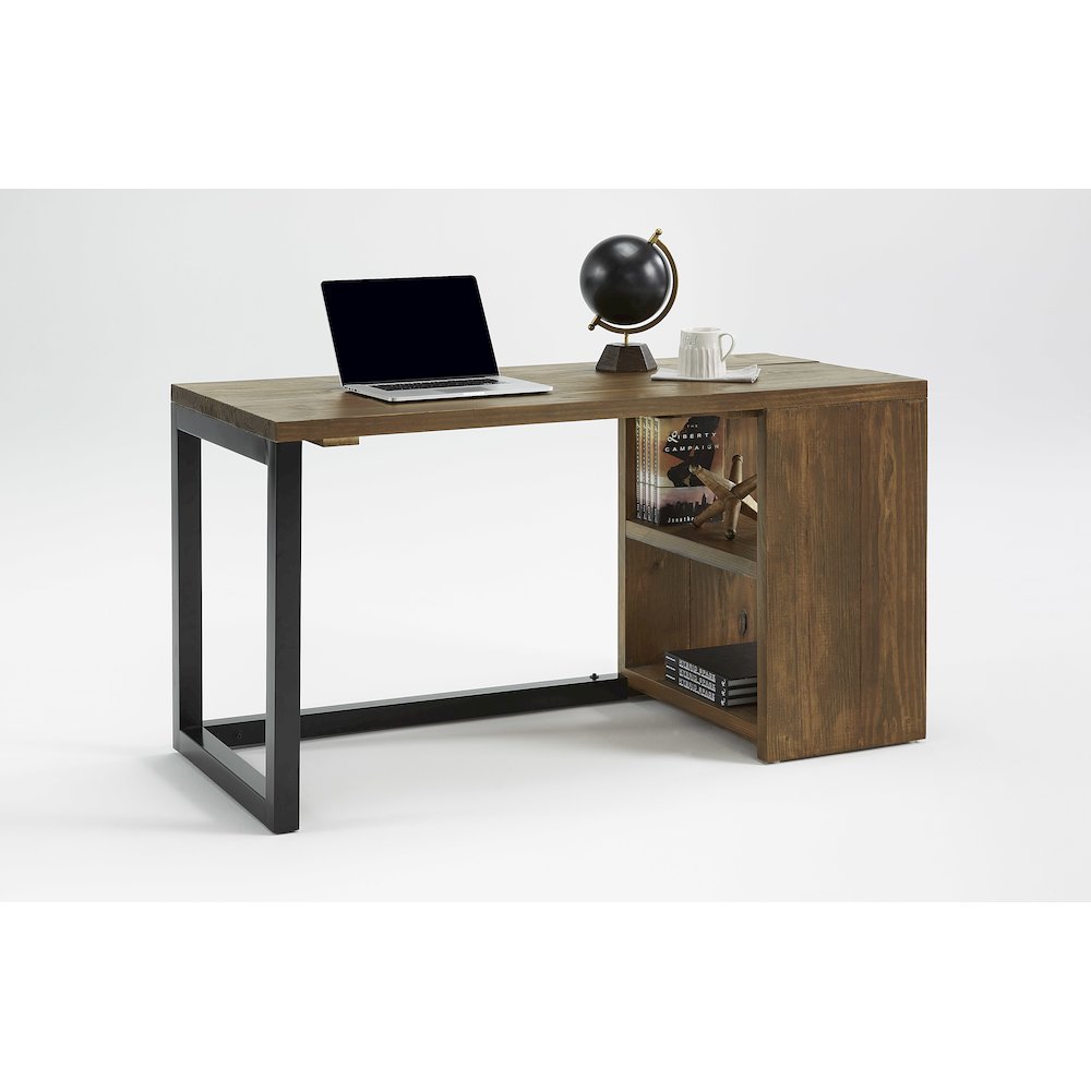 Desk, Tan/Black. Picture 1