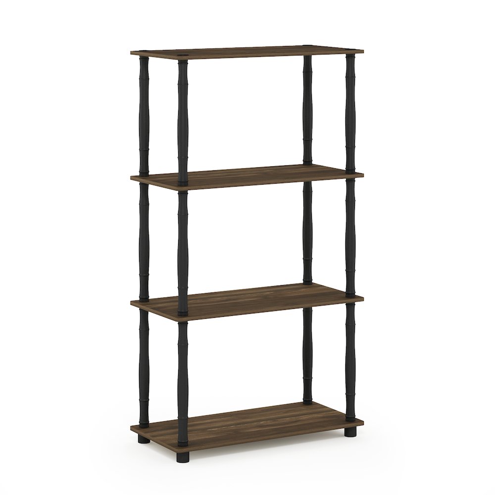 Furinno Turn-N-Tube 4-Tier Multipurpose Shelf Display Rack with Classic Tubes, Columbia Walnut/Black. Picture 1