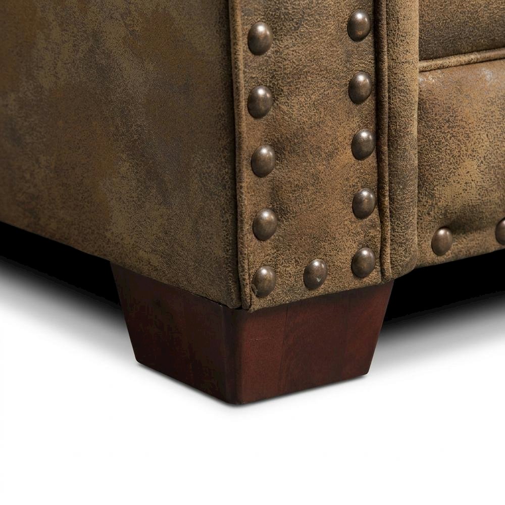 Cotton Microfiber Accent Armchair with Rustic Wooden Log Frame for Living Room. Picture 7