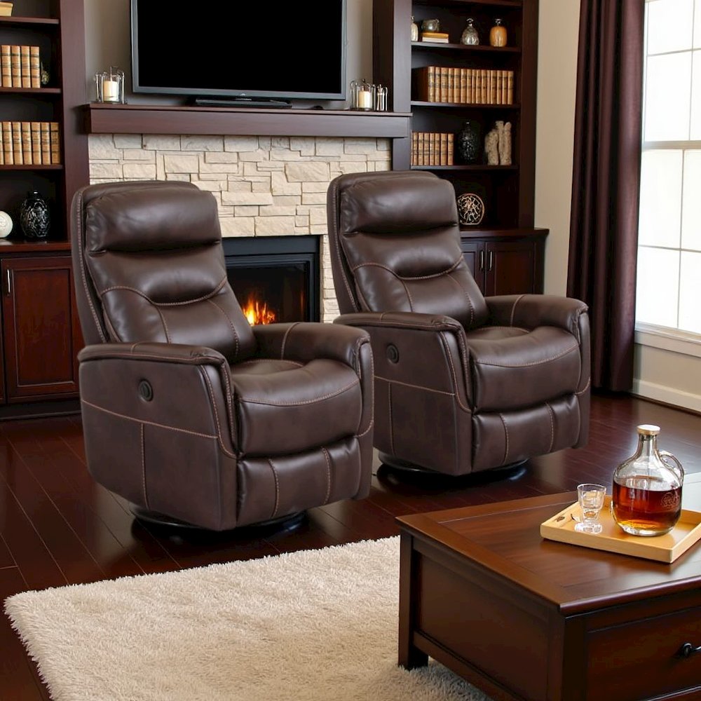 Truffle Recliner Nursery Glider Set – Elegant Boucle Chairs for Comfort. Picture 4