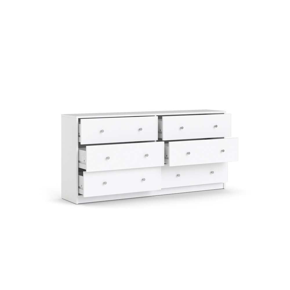 Portland 6 Drawer Double Dresser, White. Picture 4