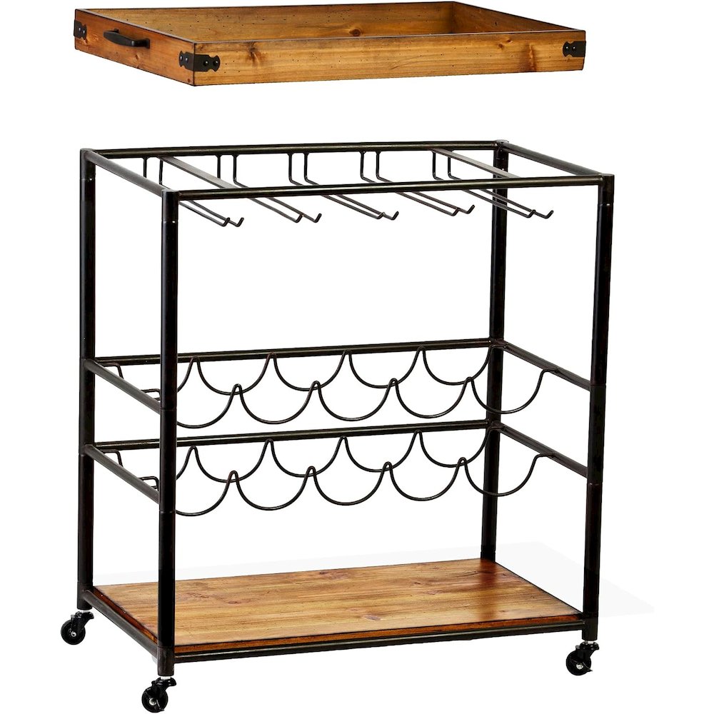 Southern Enterprises Mayson Bar Cart, Black/Natural. Picture 2