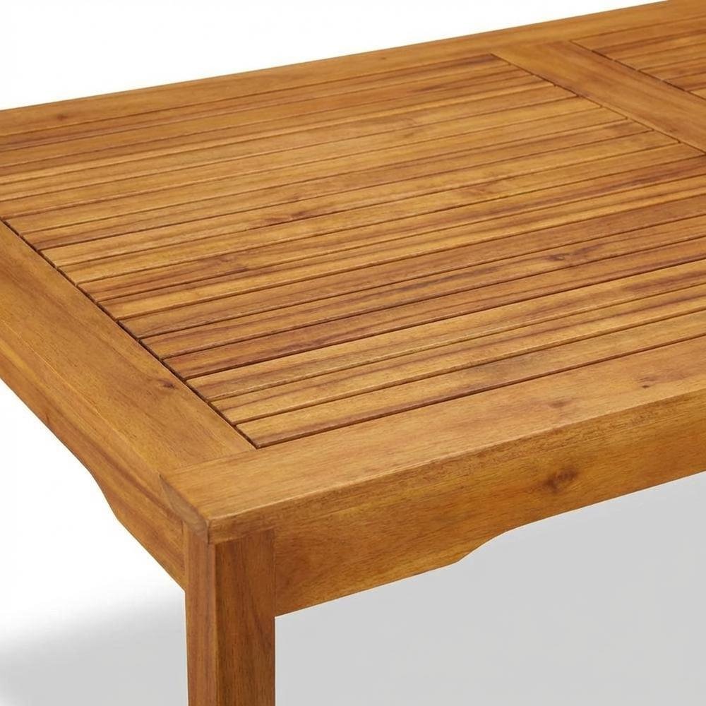 Wooden Patio Set Oil-Finish Dining Table with Wooden Outdoor Chairs. Picture 4