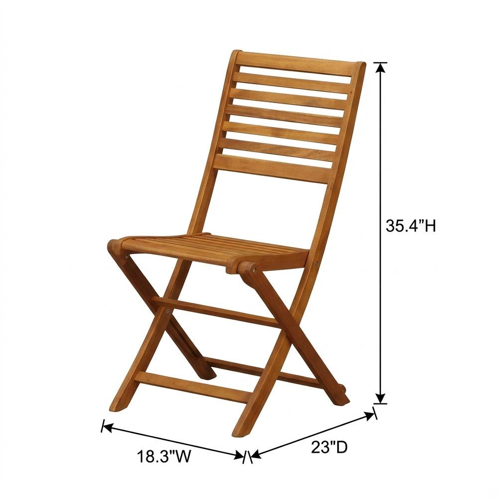 Neutral Oil Foldable Outdoor Dining Chairs with Acacia Wood Set of 2. Picture 6