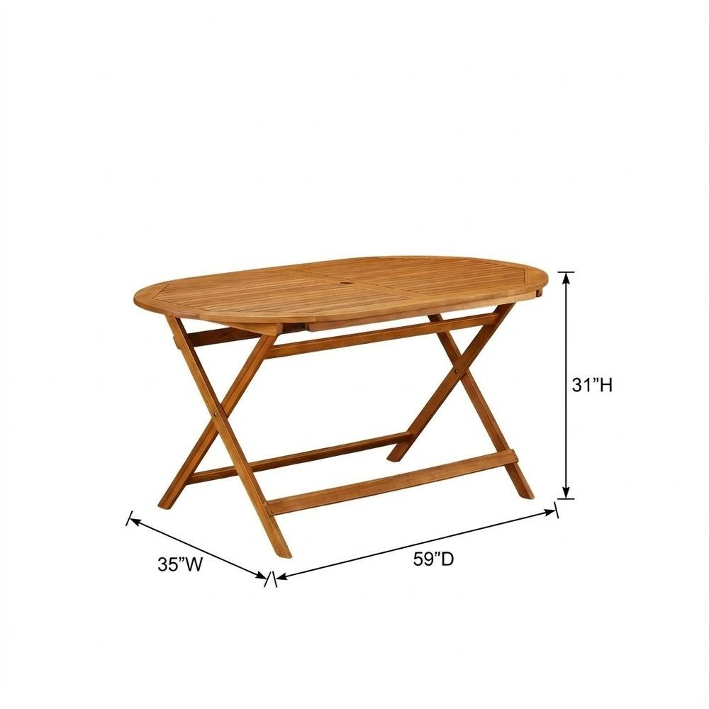 7-Piece Warm-Tone Oil Patio Dining Set with Weatherproof Wood and 6 Chairs. Picture 6