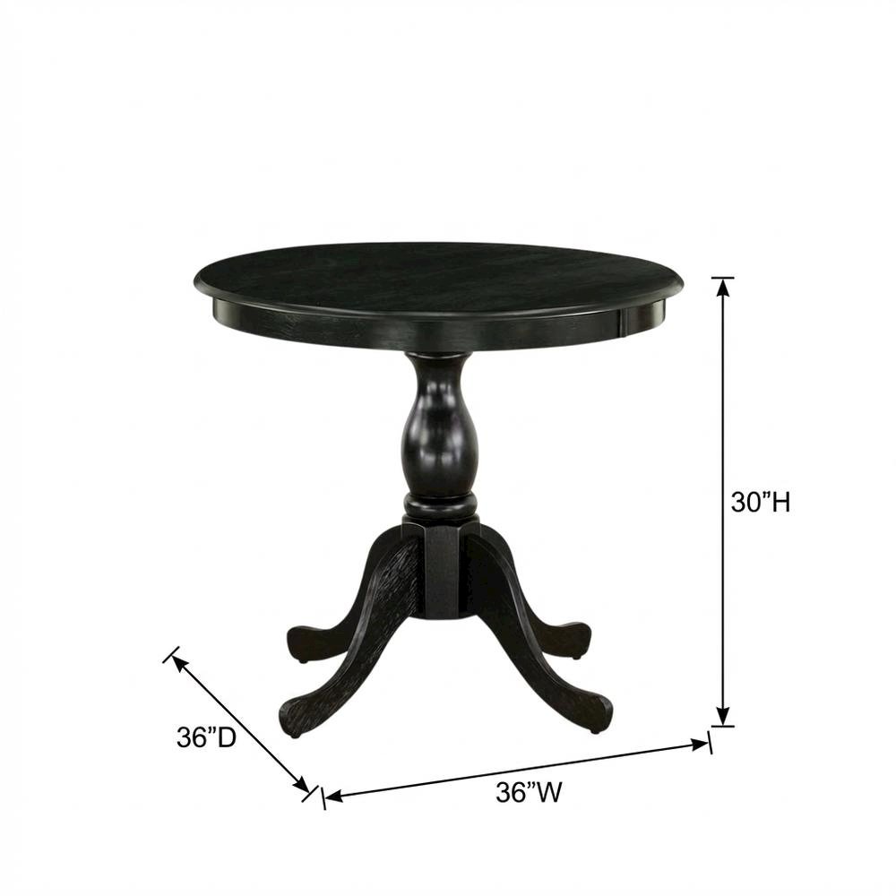 Black Round Pedestal Dining Table, Traditional Style, Seats 4. Picture 7
