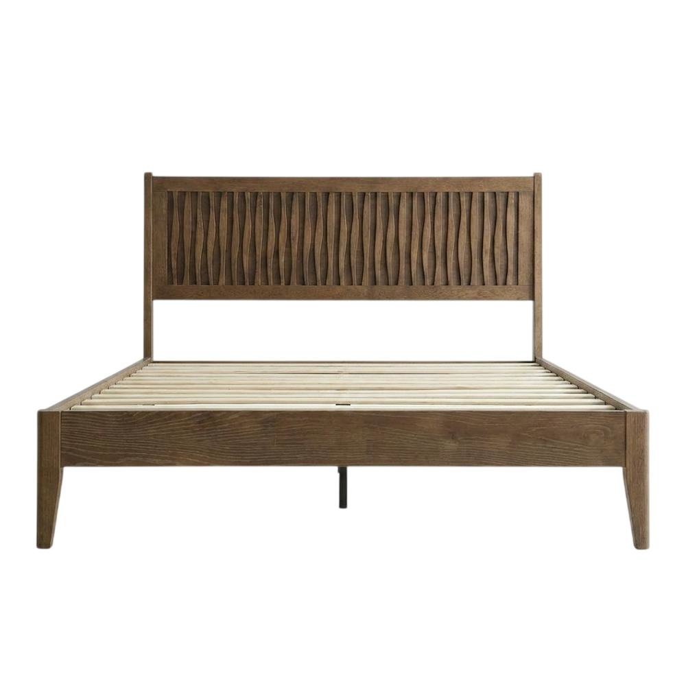Solid Wood Platform Bed, Headboard & Footboard, No Box Spring, Barnwood, King. Picture 4