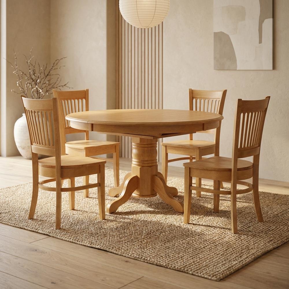 Solid Wood Dining Table & Chairs 5-Piece Set with Leaf. Picture 2