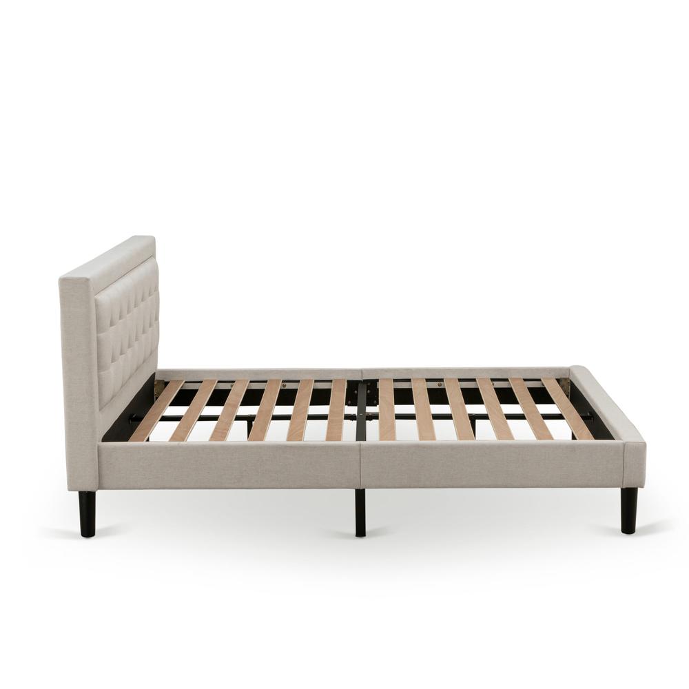 FN08Q-1GA13 2-Piece Fannin Bedroom Furniture Set with 1 Queen Bed and a Modern End Table - Mist Beige Linen Fabric. Picture 4